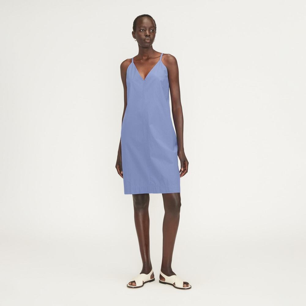 Everlane The Poplin Slip Dress Blue Base - Size 4